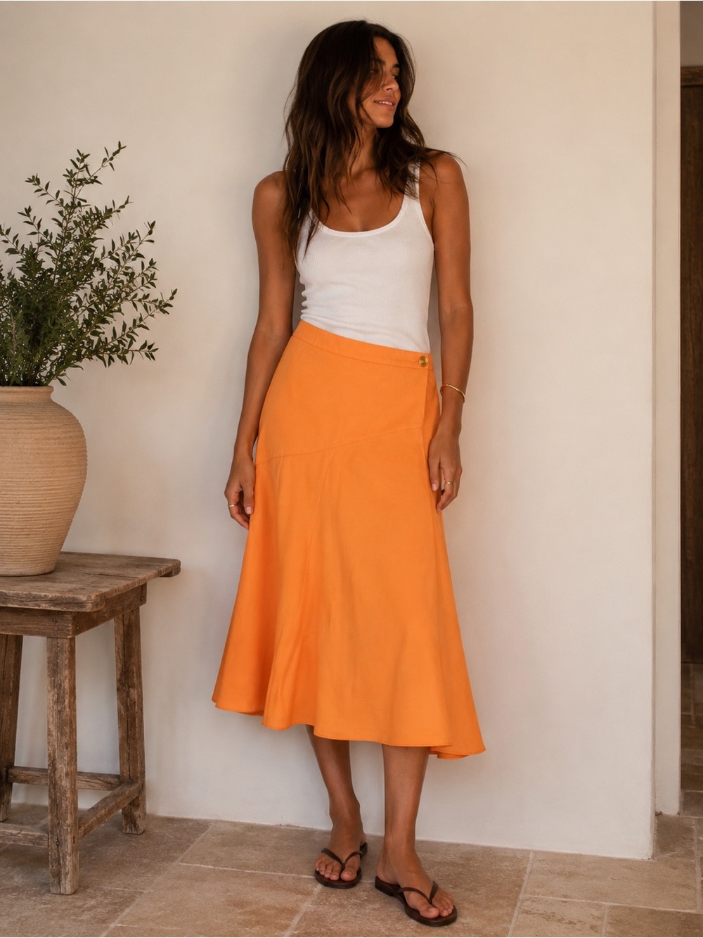 🧡 Tory Burch Silk Asymmetrical Hem Midi Skirt Size 4 🧡